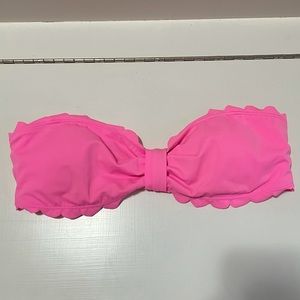 Medium Hot Pink Scallop Edge Bandeau Bikini Top